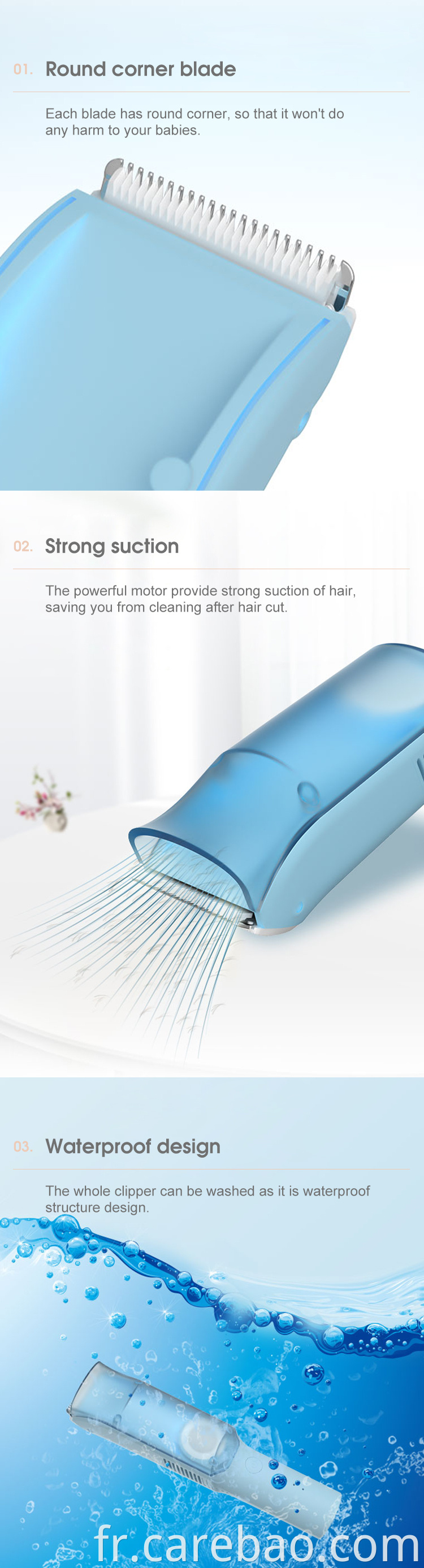 Waterproof Electric Baby Vacuum Hair Trimmer